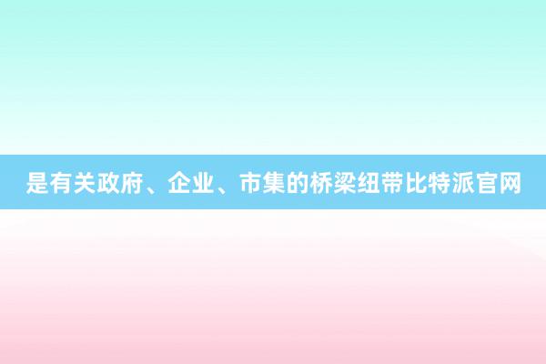 是有关政府、企业、市集的桥梁纽带比特派官网