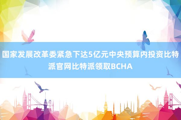 国家发展改革委紧急下达5亿元中央预算内投资比特派官网比特派领取BCHA