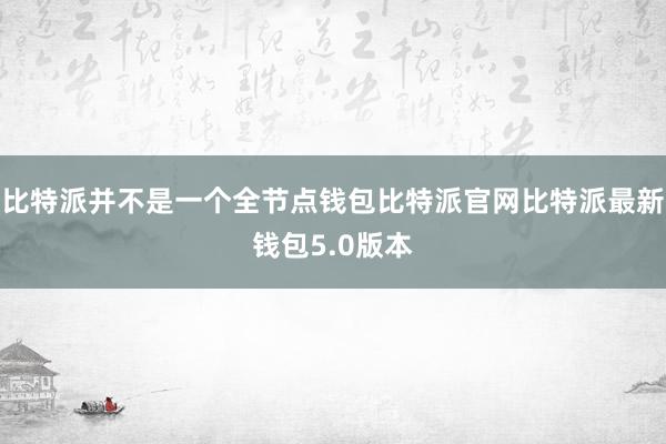 比特派并不是一个全节点钱包比特派官网比特派最新钱包5.0版本