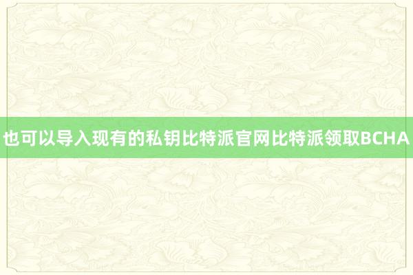 也可以导入现有的私钥比特派官网比特派领取BCHA