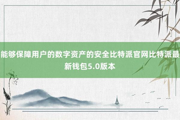 能够保障用户的数字资产的安全比特派官网比特派最新钱包5.0版本