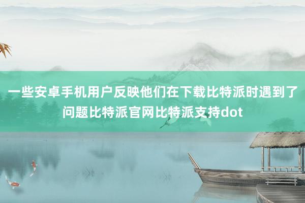 一些安卓手机用户反映他们在下载比特派时遇到了问题比特派官网比特派支持dot