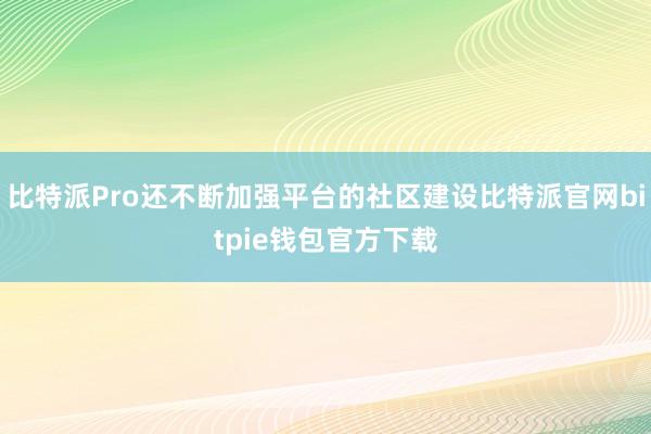 比特派Pro还不断加强平台的社区建设比特派官网bitpie钱包官方下载