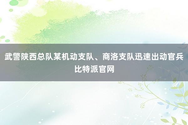 武警陕西总队某机动支队、商洛支队迅速出动官兵比特派官网