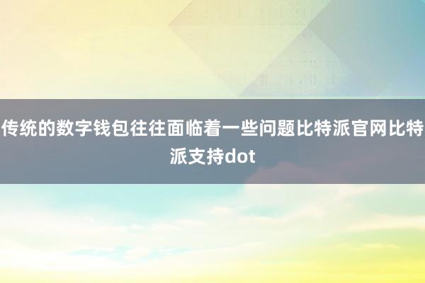 传统的数字钱包往往面临着一些问题比特派官网比特派支持dot