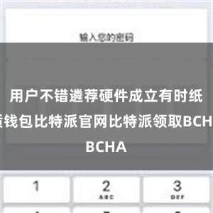 用户不错遴荐硬件成立有时纸质钱包比特派官网比特派领取BCHA